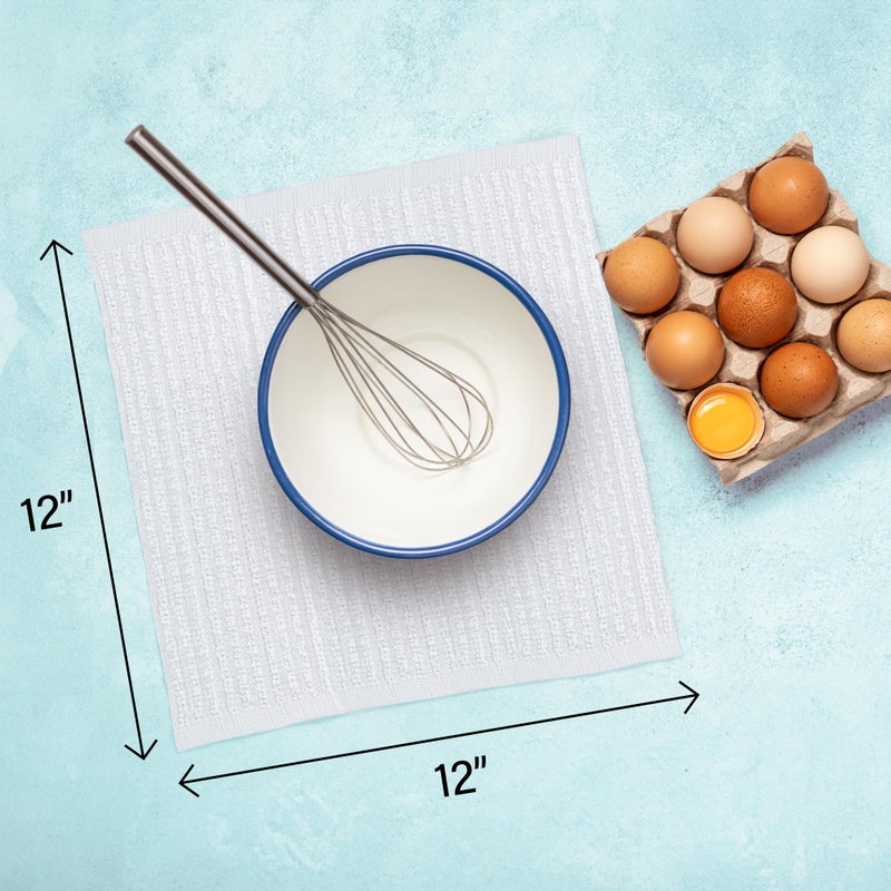 DecorRack 12 Pack 100% Cotton Kitchen Towels for Cleaning, 12 x 12 inch, Ultra Absorbent Bar Mops, Heavy Duty, Quick Dry, Machine Washable Dish Towels, Multi-Purpose Cleaning Supplies, White (12 Pack) - Image 5